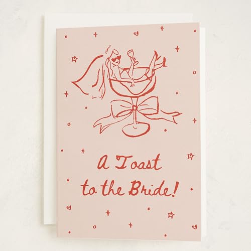 Minted | Wedding & Bridal Shower Card, 5x7 w/Envelope | Cheers to Love - color: Cheers to Love