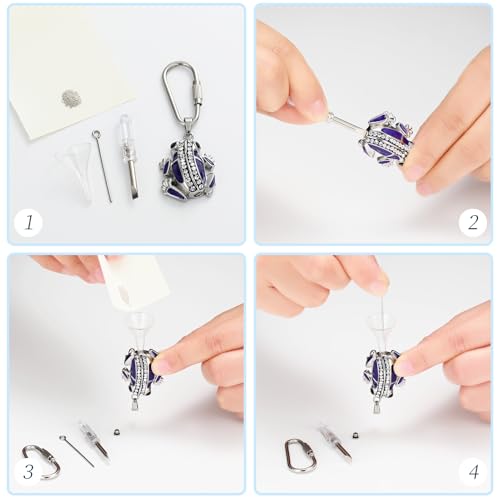 Frog Urn Necklace for Ashes Animals Cremation Jewelry Stainlee Steel Memorial Necklaces Keepsake Jewelry Ashe Holder Pendant for Human Ashes with Filling Kits - color: Purple-Keychain