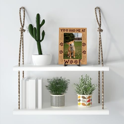 Dog Picture Frame, You Had Me At Woof - Wooden Tabletop Photo Frame With Stand, Dog Lover Gifts, Best Dog Ever Gifts, Pet Memorial Gifts, New Puppy Gifts, A22 - color: Rustic