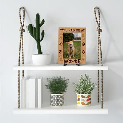 Dog Picture Frame, You Had Me At Woof - Wooden Tabletop Photo Frame With Stand, Dog Lover Gifts, Best Dog Ever Gifts, Pet Memorial Gifts, New Puppy Gifts, A22 - color: Rustic