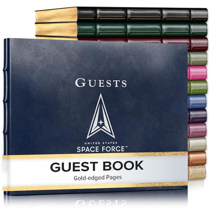 Gallery Leather Guest Book - Great for Wedding, Reception, Baby and Bridal - color: Acadia Navy - Space Force