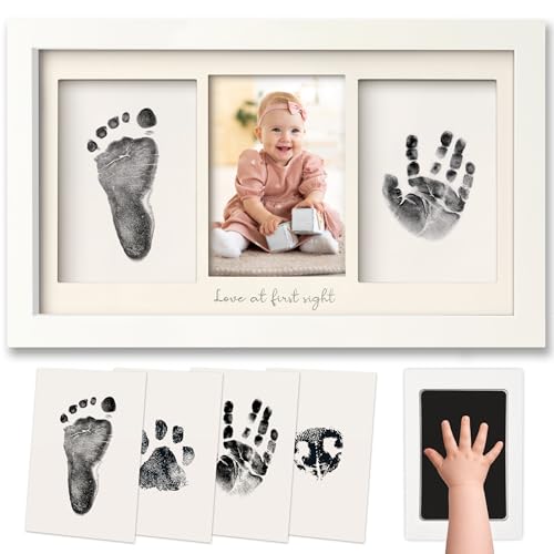 Inkless Hand and Footprint Kit, Boy Girl Newborn Keepsake (Alpine White) | No Mess Ink Pad for Baby Handprint, Clean Touch Paw Print Kit for Dog Picture Frame, Personalized Baby Christmas Shower Gifts - color: Alpine White