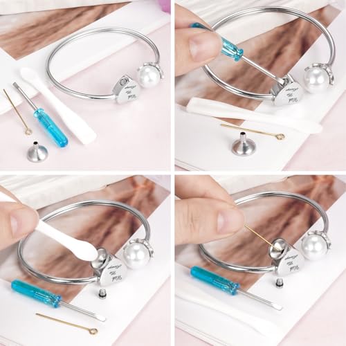 XIUDA Urn Bracelet for Human Ashes Butterfly Heart Ash Bracelet for Women Stainless Steel Openable Cuff Bangle Cremation Bracelet - Always in My Heart - color: Silver Pearl-With Me Always