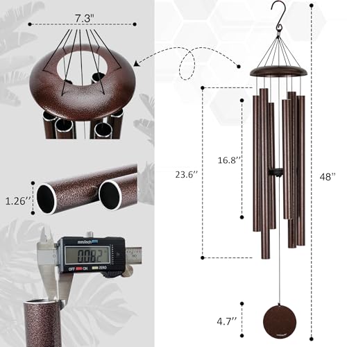 Vanquer Large Wind Chimes for Outside Deep Tone - 48'' Wind Chimes Outdoor Clearance, Deep Tone, Memorial, Sympathy Gift, Garden Patio, Home Décor, Bronze - size: 48" Bronze