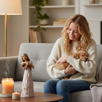 NAN ZAI NAN FANG Dog Angel Statue Friendship Gifts for Dog Lovers Women | 6.7" Loss of Pet Sympathy Memorial Remembrance Gift Resin Sculpted Hand-Painted Figure - style: Angle with Dog