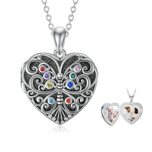 Dorunmo Locket Necklace 925 Sterling Silver Pictures Photo Keep Someone Near to You Custom Lockets Mother's Day Jewelry Personalized Photo Locket Gifts - color: K-Butterfly, style: Locket Only