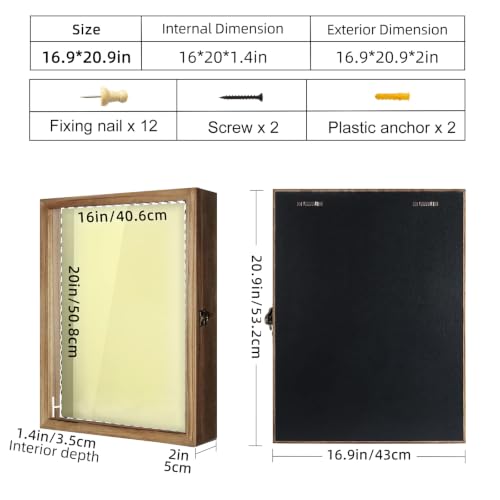 TJ.MOREE Large Shadow Box 16x20 Display Case Wood Picture Frame Carbonized - color: Carbonized, size: 16x20