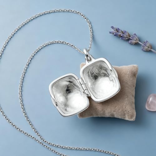 YOUFENG Love Heart Locket 14K Gold-Filled Oval Circle Rectangle Lockets that Hold Pictures Floral Patterns Necklace for Women - color: Rectangle