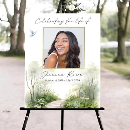 Green Tree Funeral Welcome Sign, Celebration of Life Welcome Sign, in Loving Memory Sign, Celebration of Life Funeral Sign, Celebration of Life Sign, Memorial Sign with Photo #ghg124 - color: Version #22