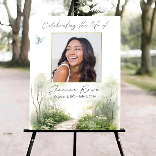 Green Tree Funeral Welcome Sign, Celebration of Life Welcome Sign, in Loving Memory Sign, Celebration of Life Funeral Sign, Celebration of Life Sign, Memorial Sign with Photo #ghg124 - color: Version #22