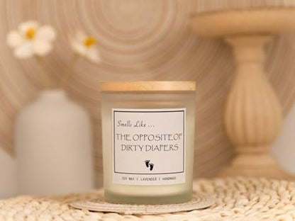 New Mom Gifts, Gender Reveal Gifts, Smells Like The Opposite of Dirty Diapers Candle, Lavender Scented Candle, Natural Soy Wax & Natural Essential Oils - color: Smells Like the Opposite of Dirty Diapers