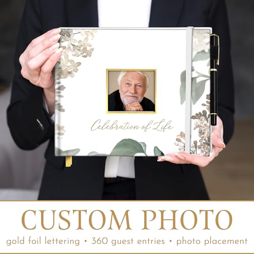Elegant White Funeral Guest Book , 10 x 8 Inches 120 Pages Guest Book for Funeral , 360 Entries Guest book for Funeral and Memory , Memorial Service Guest Book with Pen and Sign , Memorial Guest Book