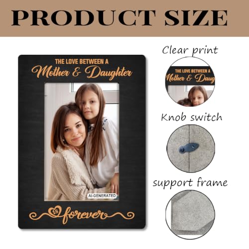 Mother Daughter Photo Frame Gift, Beautiful Mom Birthday Gifts, Christmas Gifts, The Love Between A Mother & Daughter is Forever Photo Frames, Farmhouse Wooden Picture Frame Gift C1 - color: BlackC