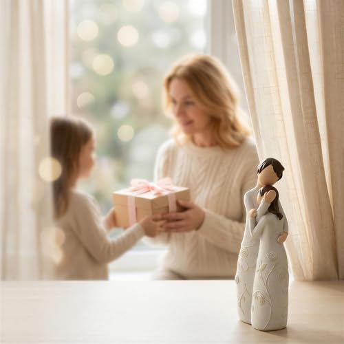 Mom and Daughter Figurines, Mom Gifts, Mothers Day, Christmas, Thanksgiving, Birthday Gifts for Mother from Daughter, Mother and Daughters Sculpted Hand-Painted Figure, Mama Presents - color: Mom and Daughter Figurines