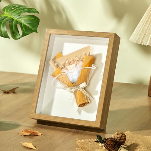 8x10 Shadow Box Frame with Thickened Acrylic Panel & Pins - color: Wood Color+foam Back+foam Packaging, size: 8x10