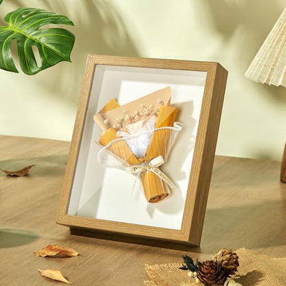 8x10 Shadow Box Frame with Thickened Acrylic Panel & Pins - color: Wood Color+foam Back+foam Packaging, size: 8x10