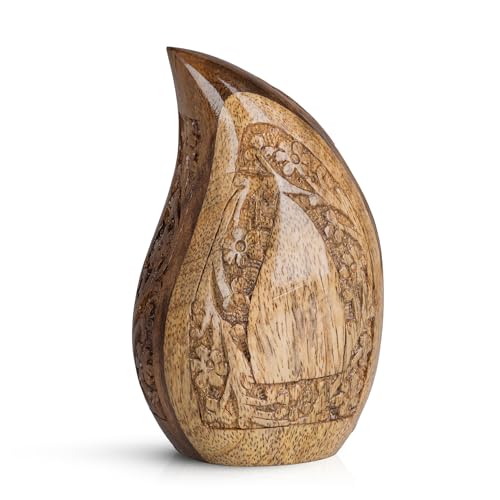 Wooden Teardrop Urns for Human Ashes – 3 Cubic Inches Black Thunderstorm Pattern Cremation Urn, Decorative Keepsake Burial Container for Ashes Adult Male or Female Memorial Display - size: Teardrop Keepsake 3 Cu In