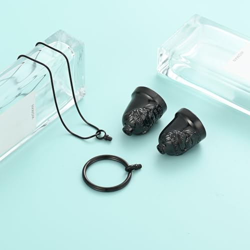 Eagle Love Cremation Keychain Bell Urn Necklaces for Ashes Keepsake Ash Pendant Memorial Urn Keychain Jewelry - color: Black-2pcs