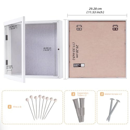Muzilife 11x11 Shadow Box Wood Picture Frame, 2.16 Deep, Real Glass, White - color: White, size: 11x11