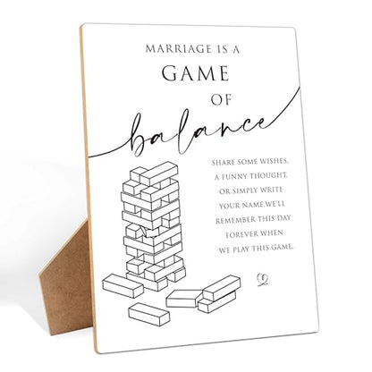 Wedding Guest Book Alternative Sign, 8×11 Inches Wooden Sign With Stand, Jenga Guestbook Sign, Minimalist Tabletop Decor for Bridal Shower, Wedding Reception, Event Party Favor Supplies-9 - style: Modern