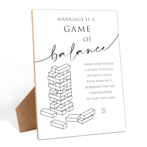 Wedding Guest Book Alternative Sign, 8×11 Inches Wooden Sign With Stand, Jenga Guestbook Sign, Minimalist Tabletop Decor for Bridal Shower, Wedding Reception, Event Party Favor Supplies-9 - style: Modern