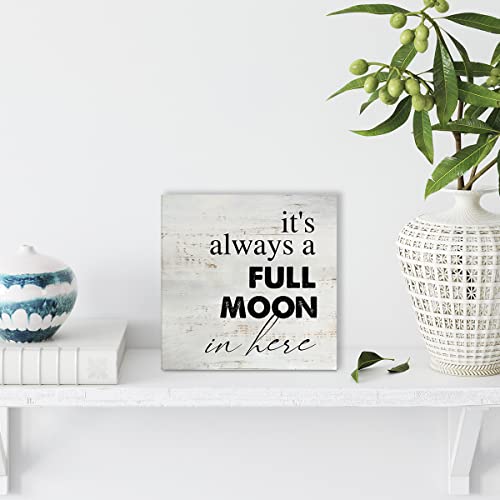 Rustic Full Moon Bathroom Wood Box Sign Humor Toilet Wooden Box Sign - color: MOON