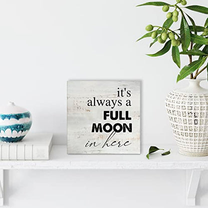 Rustic Full Moon Bathroom Wood Box Sign Humor Toilet Wooden Box Sign - color: MOON
