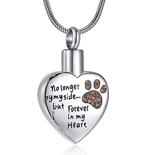 Cremation Jewelry for Ashes for Dog Cat Waterproof Pet Memorial Urn Pendant Necklace for Ashes - color: Yellow
