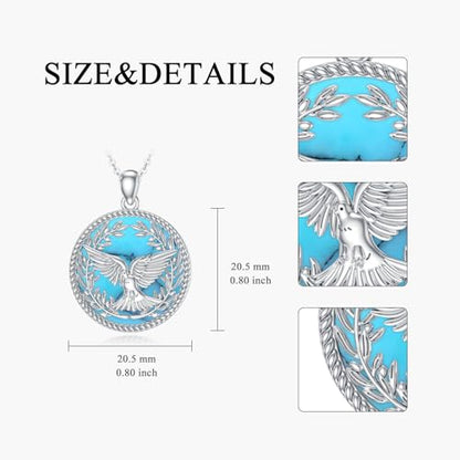 Dove/Hummingbird/Red Cardinal/Dragonfly/Butterfly Necklace 925 Sterling Silver Turquoise/Opal/MoonStone/Crystal/Malachite Bird Necklace Dove Pendant Jewelry for Women Men - color: Dove Larimar
