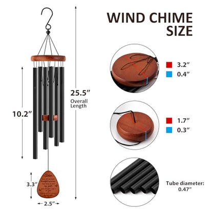 Memorial Gifts for Loss of Sister,Memorial Wind Chimes 25'', Loss of Sister Sympathy Gifts, Home Decor Outdoor Garden, Soothing Melodic Tones with Mute Option