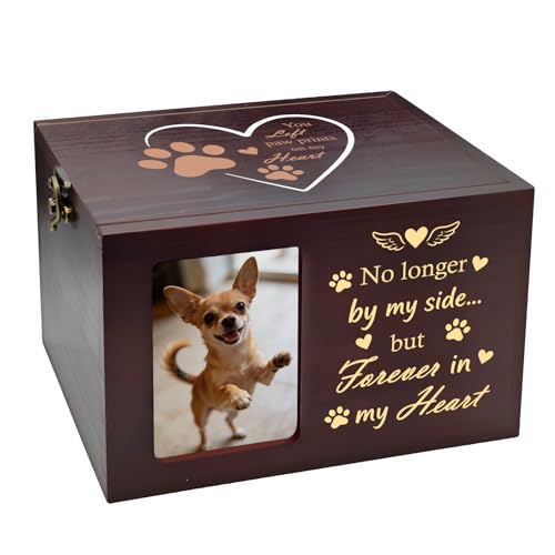 Pet Urns for Dog or Cat Ashes, Wooden Dog Urn for Ashes - color: Claw Seal Love-brown, size: Medium