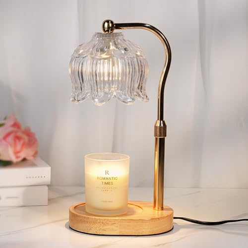 Funistree Flower Candle Warmer Lamp with Timer, Dimmable Candle Lamp Warmer, Christmas Birthday Gifts for Women Mom Her, Housewarming Home Decor, Lotus Wax Warmer for Yankee Candles - Crystal Clear - color: Crystal Clear