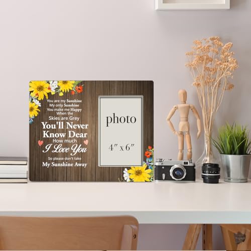 Dumyum You Are My Sunshine Wood Photo Frame Gifts for Mom Grandma Nana Wife | Sunshine Gifts for Women Friends, 8 x 10 Picture Frame for 4 x 6 Inches Photo - color: You