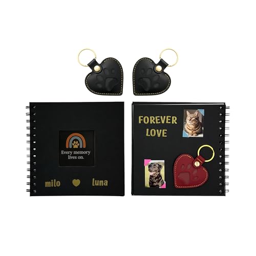 Pet Fur Keepsake Keychain - Dog Hair & Cat Fur Memory Charm, Pet Memorial Gift for Dog and Cat Lovers - style: Family Set – Black + Black + Red (Includes Diy Sticker Sheet)