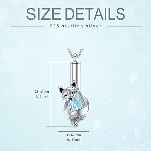 PELOVNY Urn Necklace for Ashes 925 Sterling Silver Butterfly Dragonfly Bee Phoenix Hummingbird Urn Necklaces Animal Crystal Cremation Jewelry for Ashes Cat Dog Pet Memorial Gifts - color: 12-Fox Urn A