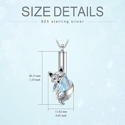 PELOVNY Urn Necklace for Ashes 925 Sterling Silver Butterfly Dragonfly Bee Phoenix Hummingbird Urn Necklaces Animal Crystal Cremation Jewelry for Ashes Cat Dog Pet Memorial Gifts - color: 12-Fox Urn A