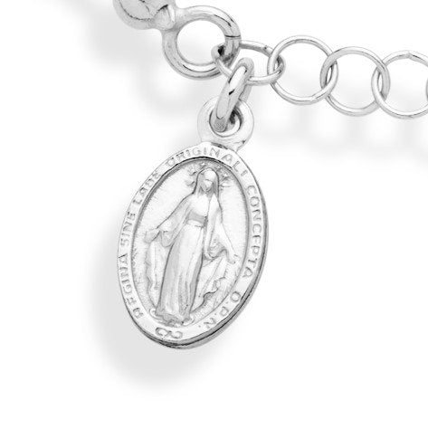 Miabella Italian 925 Sterling Silver Rosary Bead Chain Bracelet for Women | Adjustable Length, Cross Charm, Link Chain, Fine Jewelry, Made in Italy - style: Length 7 to 8 Inch