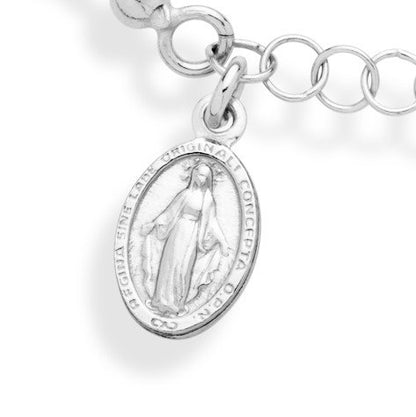 Miabella Italian 925 Sterling Silver Rosary Bead Chain Bracelet for Women | Adjustable Length, Cross Charm, Link Chain, Fine Jewelry, Made in Italy - style: Length 7 to 8 Inch