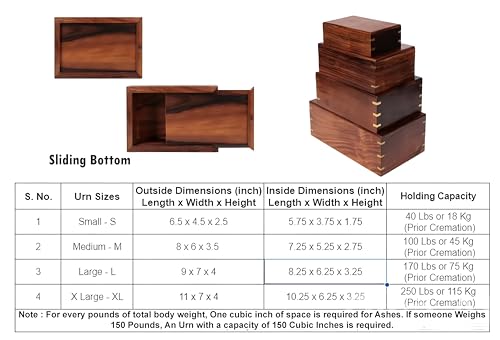 Personalized Rosewood Cremation Urn for Human or Pet Ashes, Engraved Tree of Life Wooden Memorial Urn Box, Funeral Keepsake Urn for Adults, Male or Female, Custom Sizes XS to XXL (12–250 lbs Capacity)