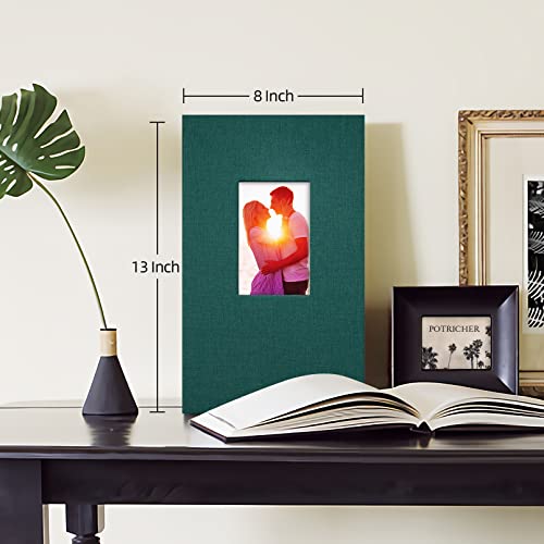 potricher Linen Photo Album for 4x6 Inch Photos, 300 Pockets, Dark Green | Linen Cover, Small Capacity 4x6 Picture Albums with Horizontal Pockets, 4x6 Photo Book for Family, Wedding, Baby, Anniversary - color: Dark Green