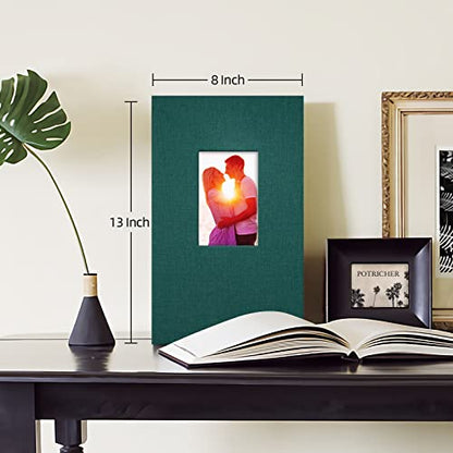 potricher Linen Photo Album for 4x6 Inch Photos, 300 Pockets, Dark Green | Linen Cover, Small Capacity 4x6 Picture Albums with Horizontal Pockets, 4x6 Photo Book for Family, Wedding, Baby, Anniversary - color: Dark Green