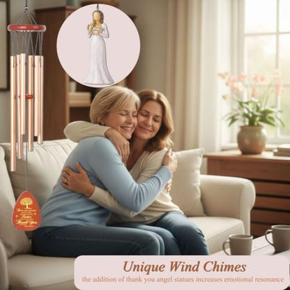 Thank You Gifts for Women,35.6" Wind Chimes with Thank You Figurine | Sympathy Gifts for Loss of Mom Father Husband,Deep Tone Wind Chimes,Soothing Remembrance Windchime for Outdoor Garden Patio