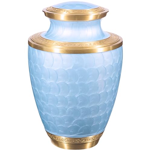 Cremation Urn for Human Ashes – Adult Brass Urn for Men or Women up to 200lbs – Handcrafted Memorial Burial Container – Suitable for Funeral or Display - color: Celestial Whisper