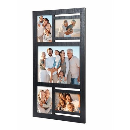 Collage Picture Frame for Wall – Black Multi Photo Frame Holds 8x10 and 4x6 - color: Black, size: 5 Opening-Mixed