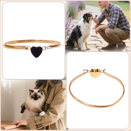 LittleFlower Heart Urn Bracelet for Human & Pet Ashes - Stainless Steel Memorial Jewelry for Cats, Dogs, Waterproof Keepsake with Filling Tool & Gift Box - color: Rose Gold