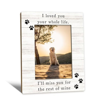 Dog Memorial Picture Frame 5x7, Memorial Pet Photo Frame, Pet Memorial Gifts for Dogs Cats, I'll Miss You Loss of Dog Sympathy Gift Wooden Picture Photo Frames for Desk Home Room Decor