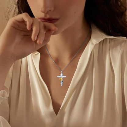 Cross Urn Necklace for Ashes 925 Sterling Silver Cremation Jewelry with Funnel Filler Kit Ashes Necklace for Human Women Girl Pets - color: B_Sunflower Urn Necklace, style: Personalized