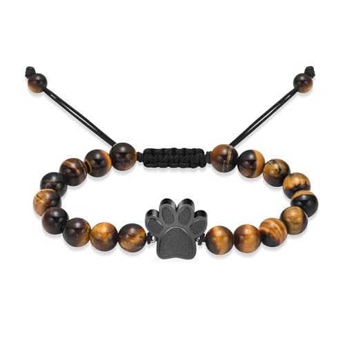 Hearbeingt Cremation Jewelry Urn Bracelet for Ashes Braided Rope Beads | Cremation Bangle Chakra Healing Balancing Memorial Keepsake Ashes Bracelet for Women Men - color: Paw Urn Bracelet-Black