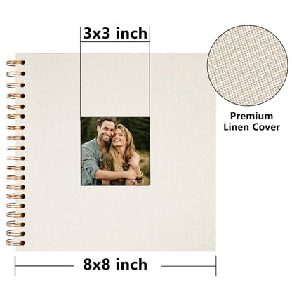 Vienrose 8x8 Inch Scrapbook DIY Small Hardcover Kraft White Pages Scrapbook Photo Album Linen Cover Scrap Book Photo Albums Scrapbooking Supplies Kit for Couple Family Wedding Travel - color: Beige, size: 8 Inch 20 Sheets