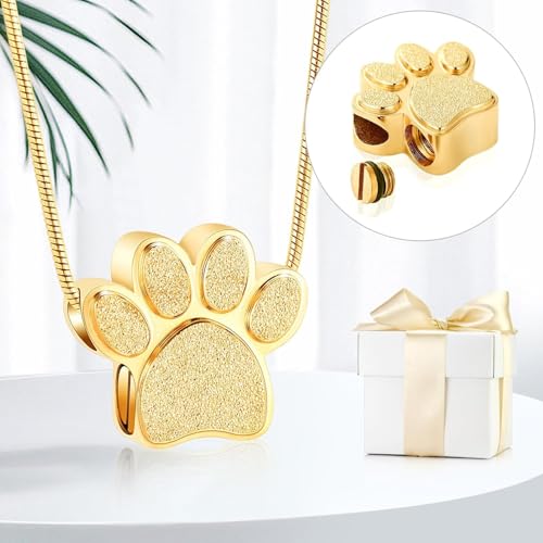 zeqingjw Pet Cremation Jewelry for Ashes Pendant Paw Print Pet Heart Urn Necklace Memorial Keepsake Jewelry for Pet/Dog's/Cat's Ashes - color: Paw Print-1-Gold